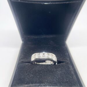 Mens Moissanite Ring Anniversary Wedding Band 925 18K GRA Certified Eternity